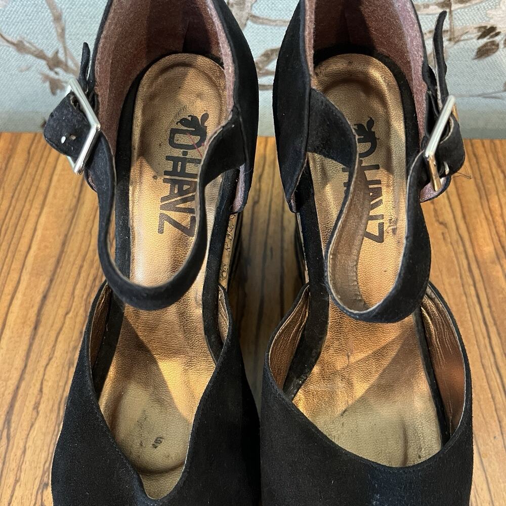 Terry de Havilland D-Havz Platform Wedge Sandals Black Suede / Cork Sz 36 / 5.5 - Picture 5 of 9